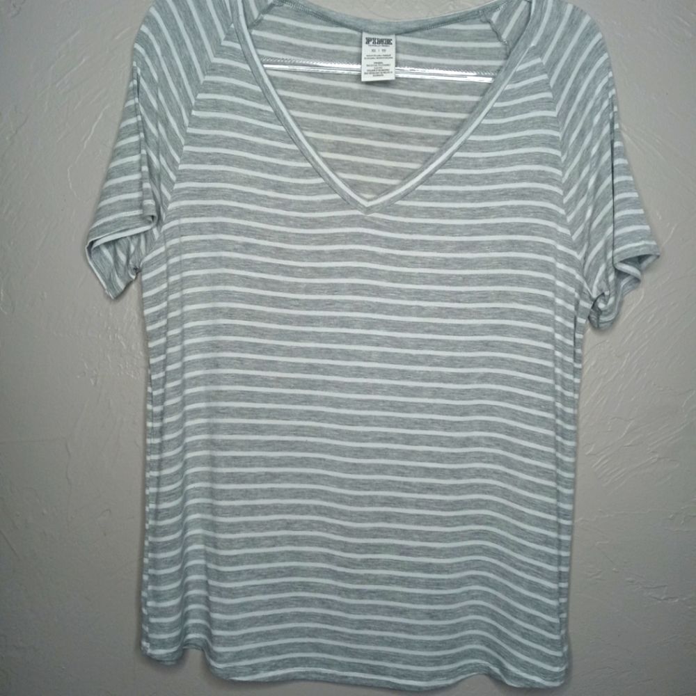 PINK VS Gray and White Stripe Tee